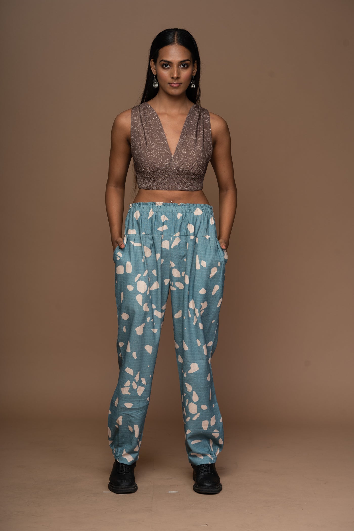 Whisper Pleats Pants in Terrazzo Love Pattern