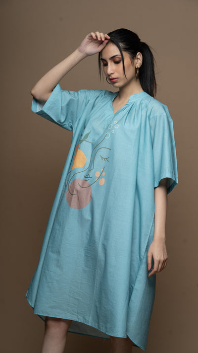 Soft Blue Peaceful Pause Shirt Dress