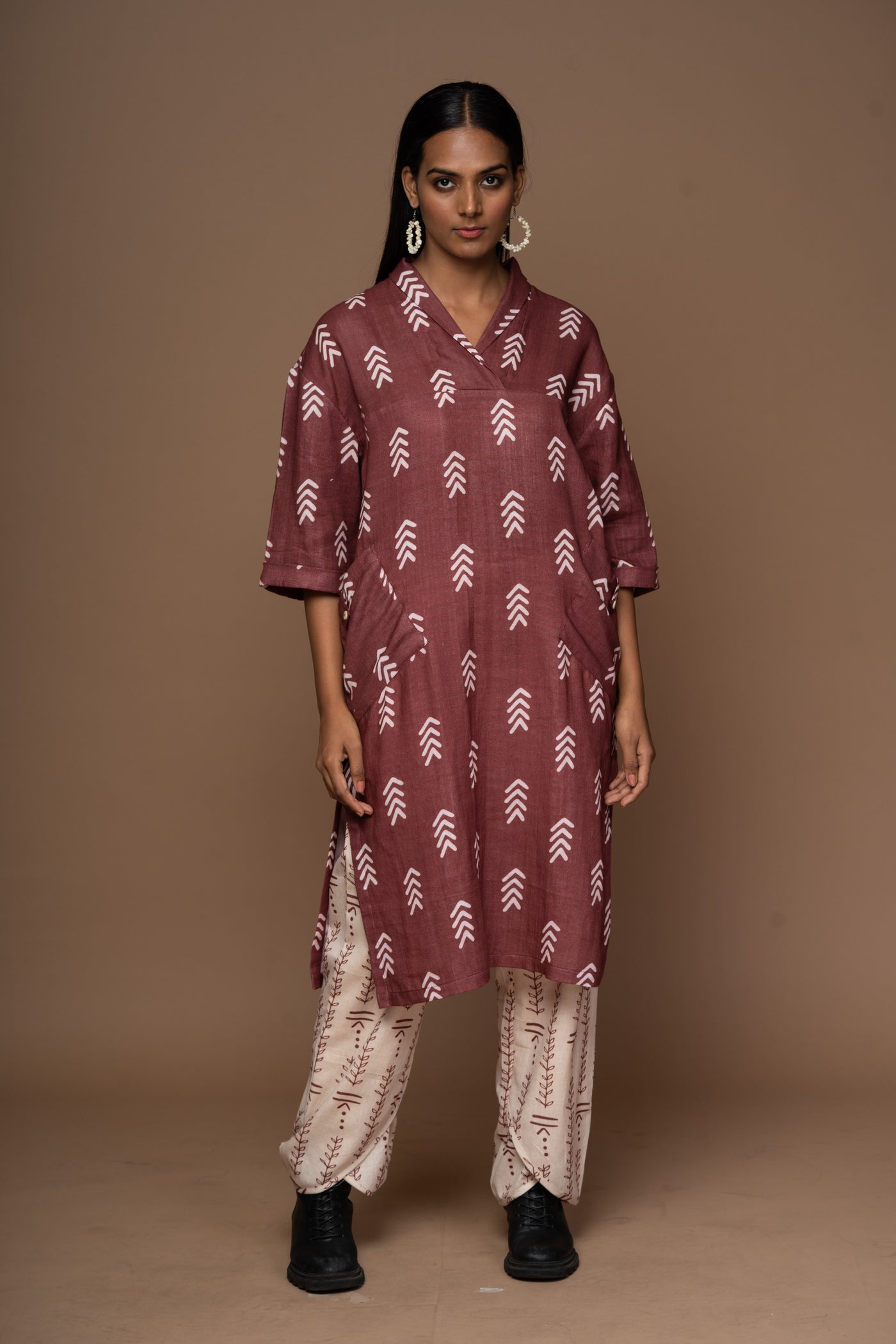 Plum Kiva Kurta in Altruist Pattern