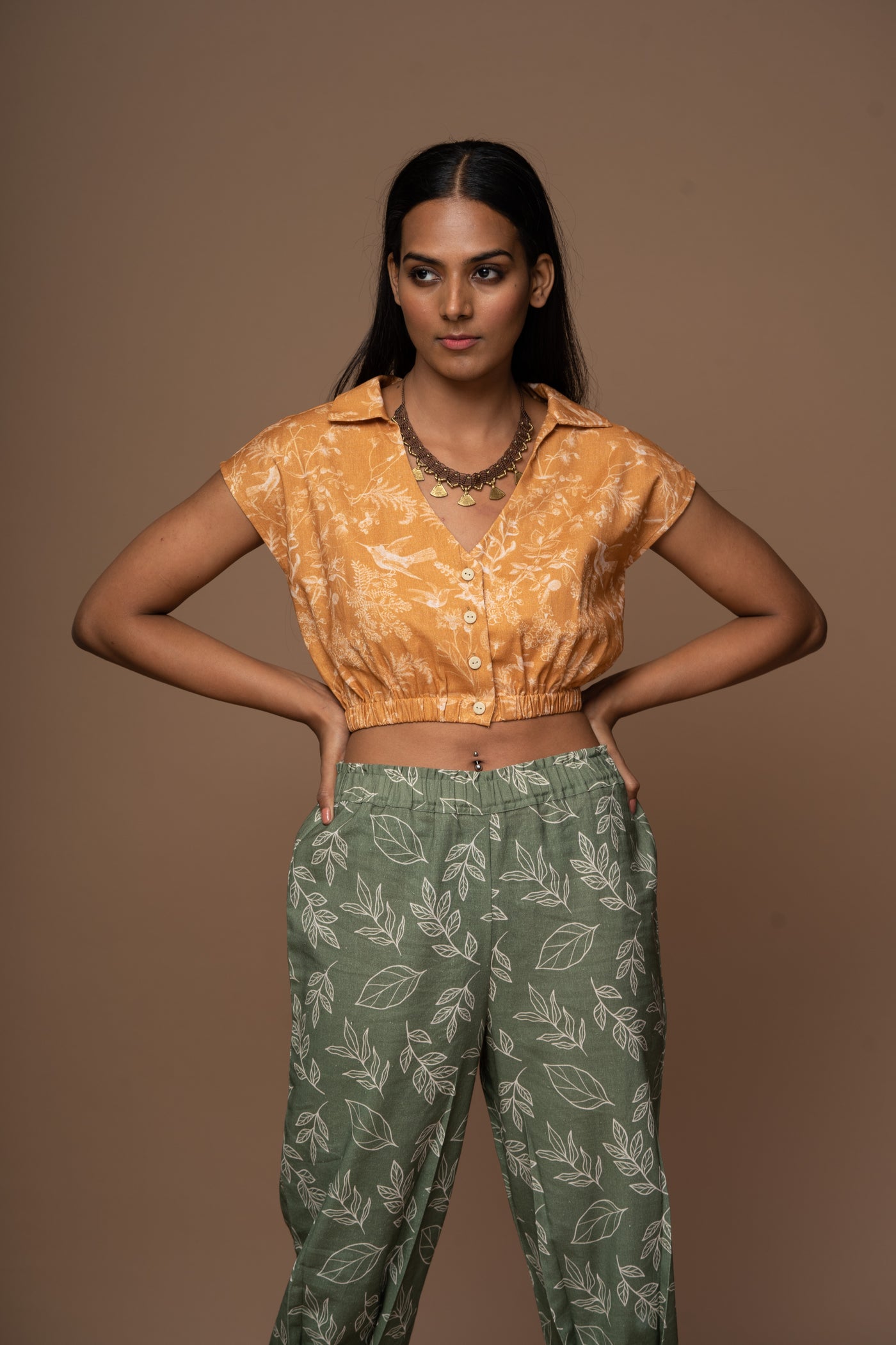 Mustard Collar Me In Crop Top