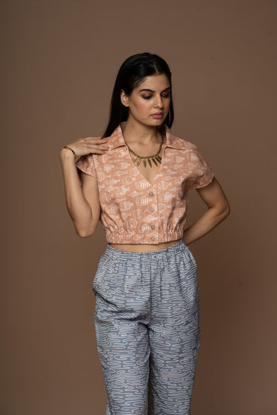 Earthy Collar Me In Crop Top