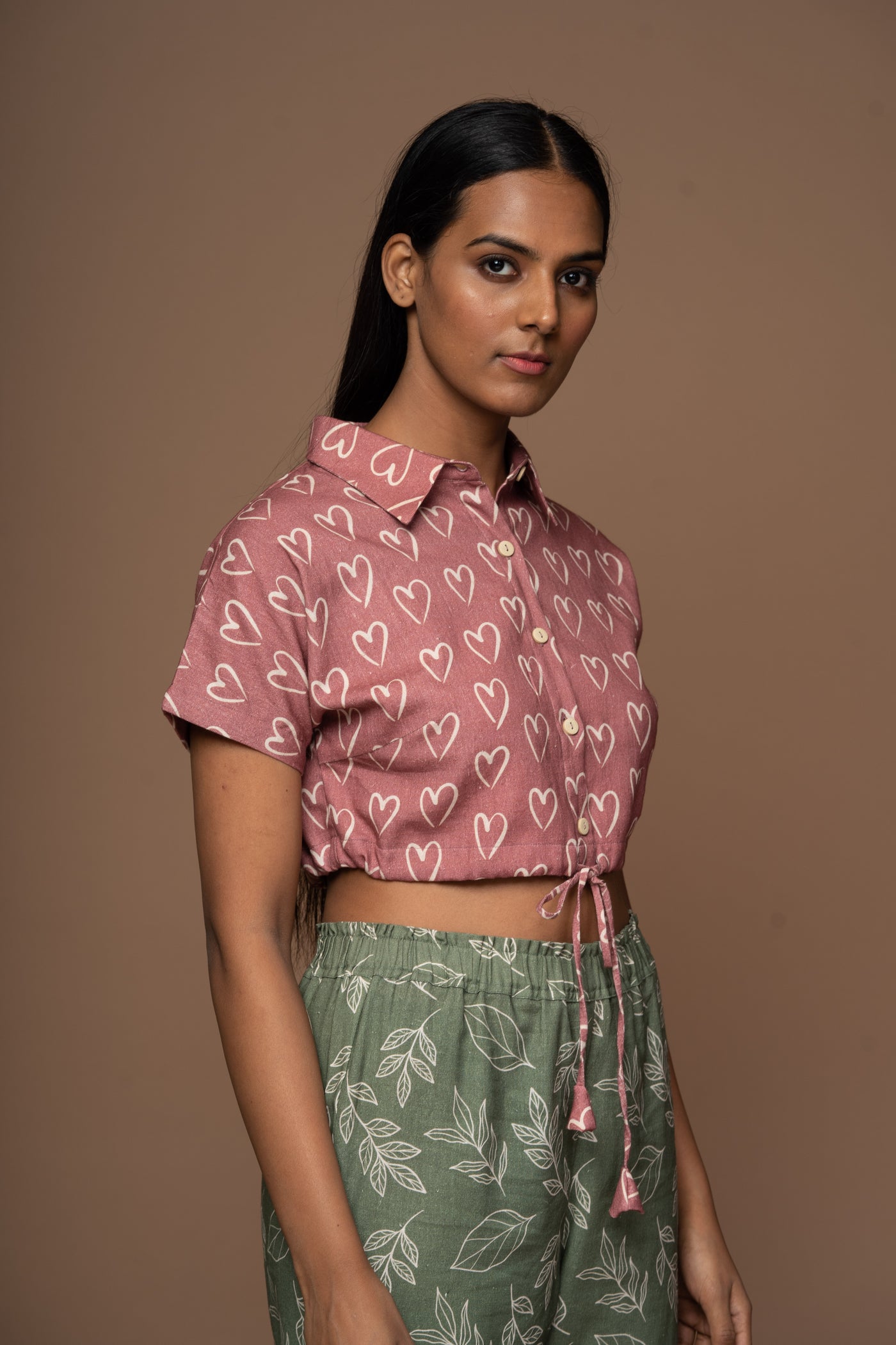 Muted Mauve Classic Collar Crop Top