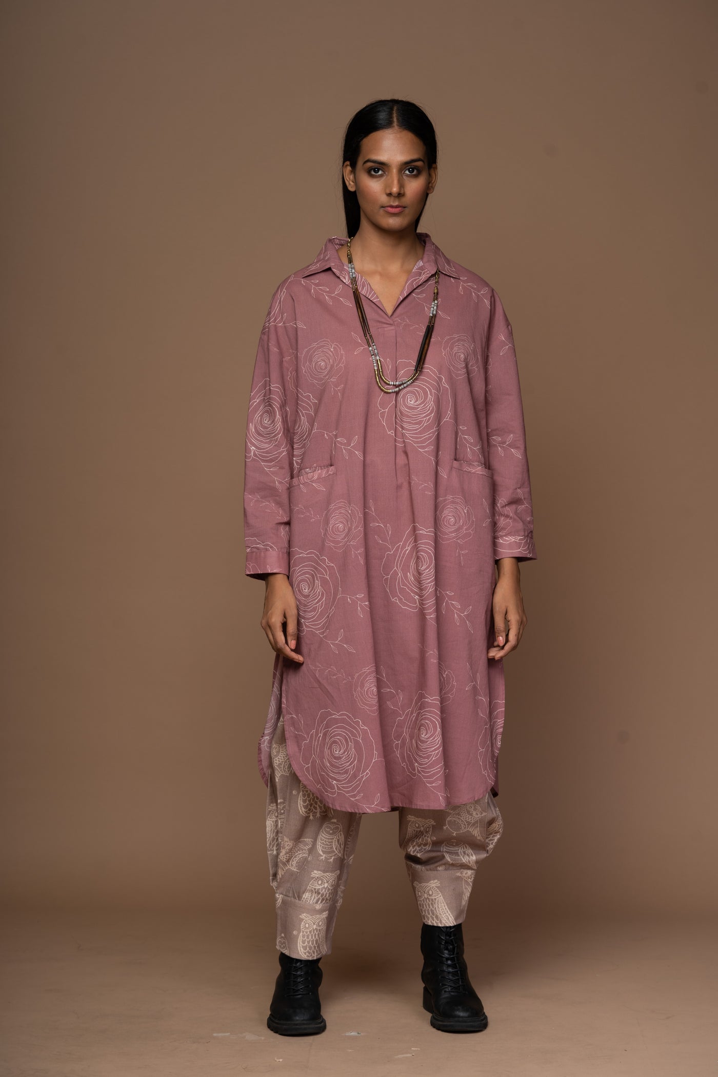 Mauve Alma Kurta in Scents of Memories Pattern