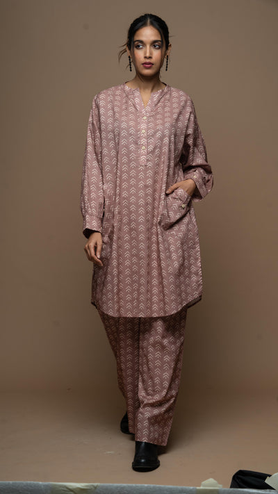 Pale Mauve Inaaya Co-ord Kurta Set in Jump with joy Pattern