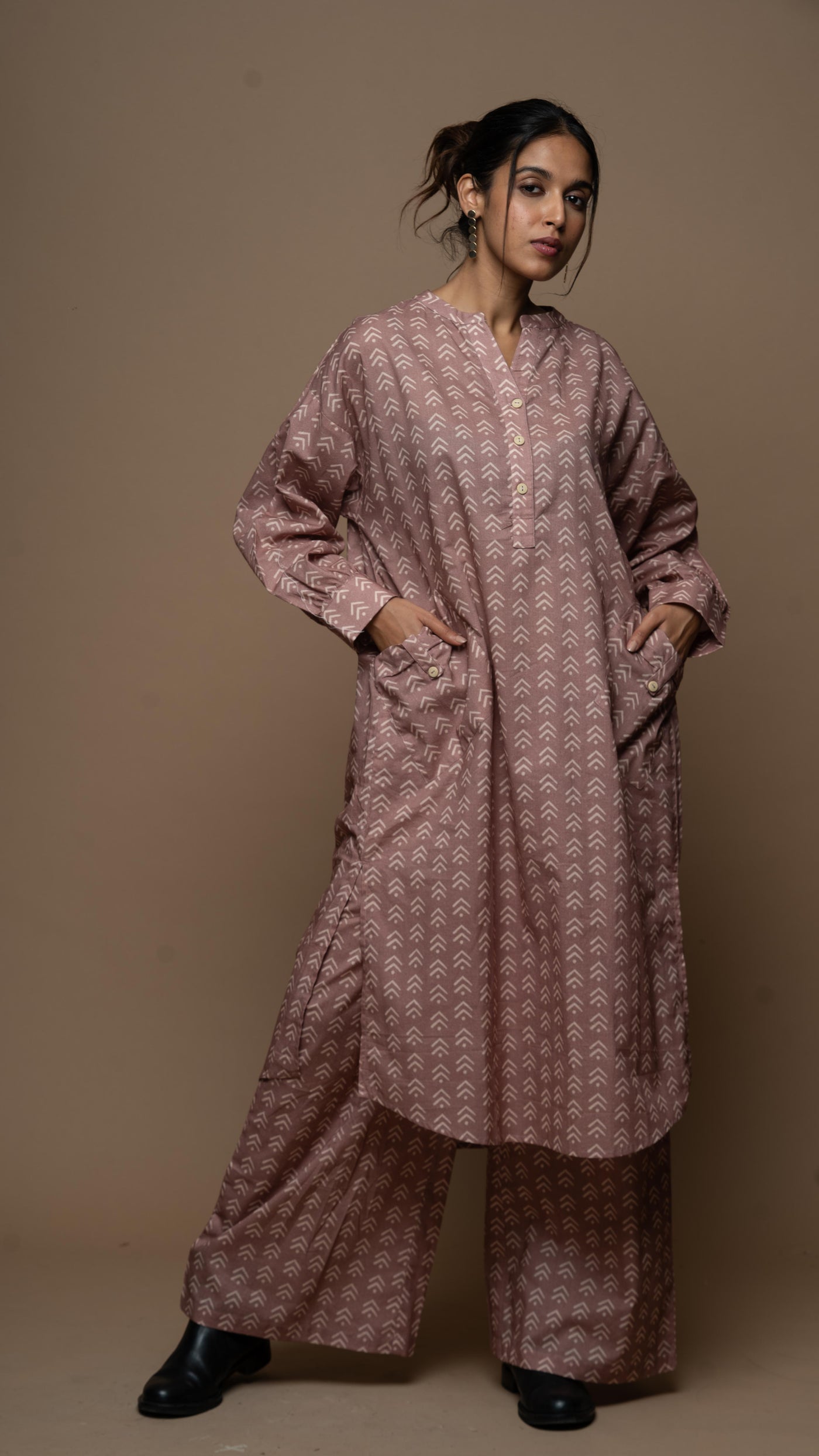 Pale Mauve Inaaya Co-ord Kurta Set in Jump with joy Pattern