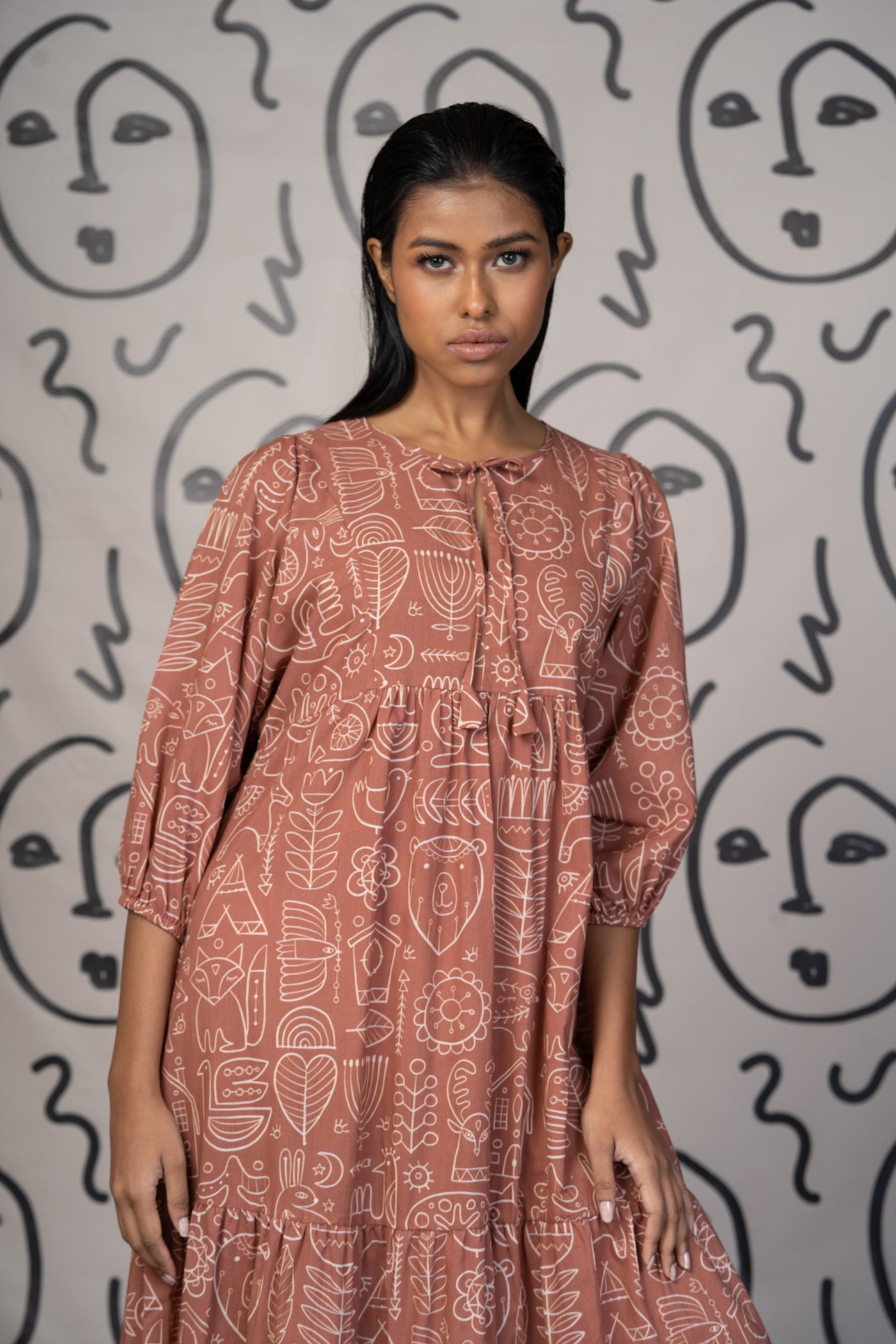 Timeless Charm Long Maxi Dress in Simply Scandi Pattern