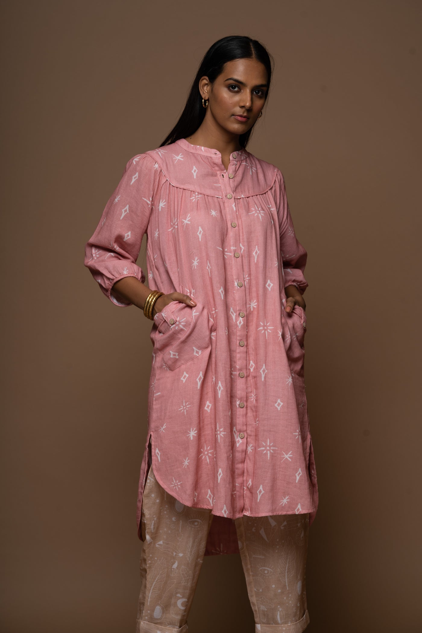 Dusty Pink Nova Kurta in All my friends Pattern