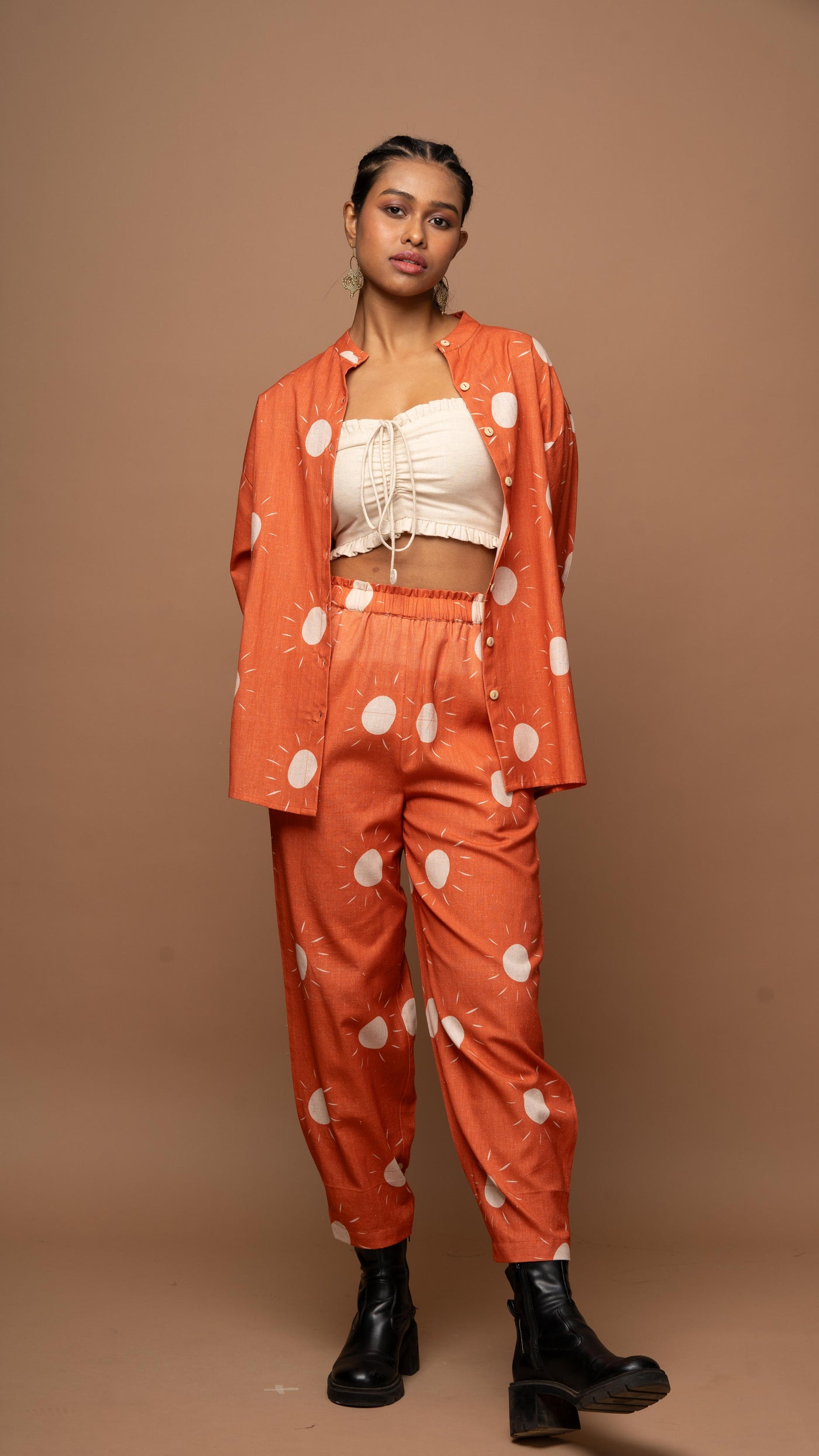 Terracotta Vista Co-ord Pants Set in Sunshines On Pattern