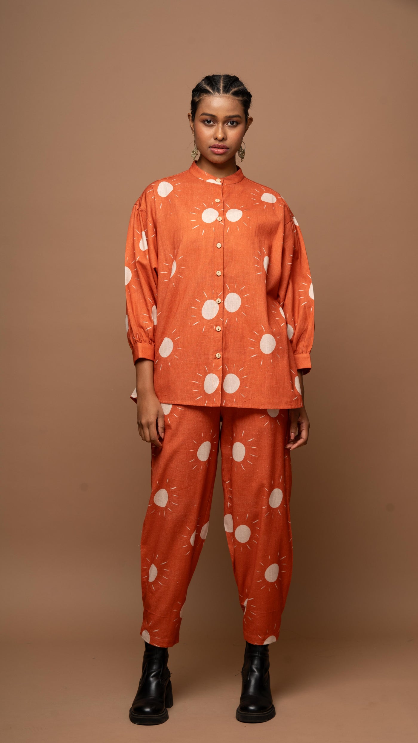 Terracotta Vista Co-ord Pants Set in Sunshines On Pattern