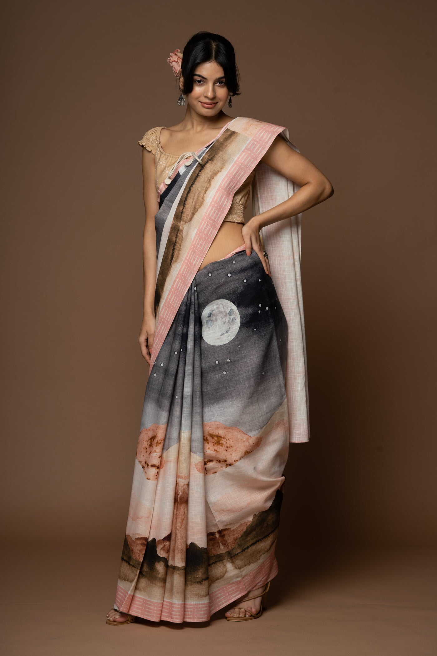 Dusk to Dawn Linen Sari