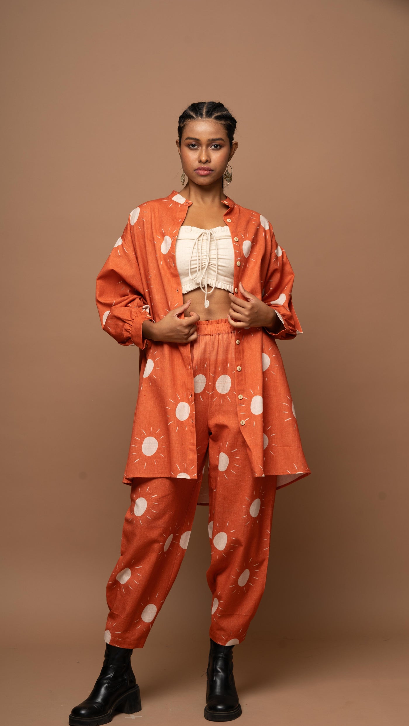 Terracotta Vista Co-ord Pants Set in Sunshines On Pattern