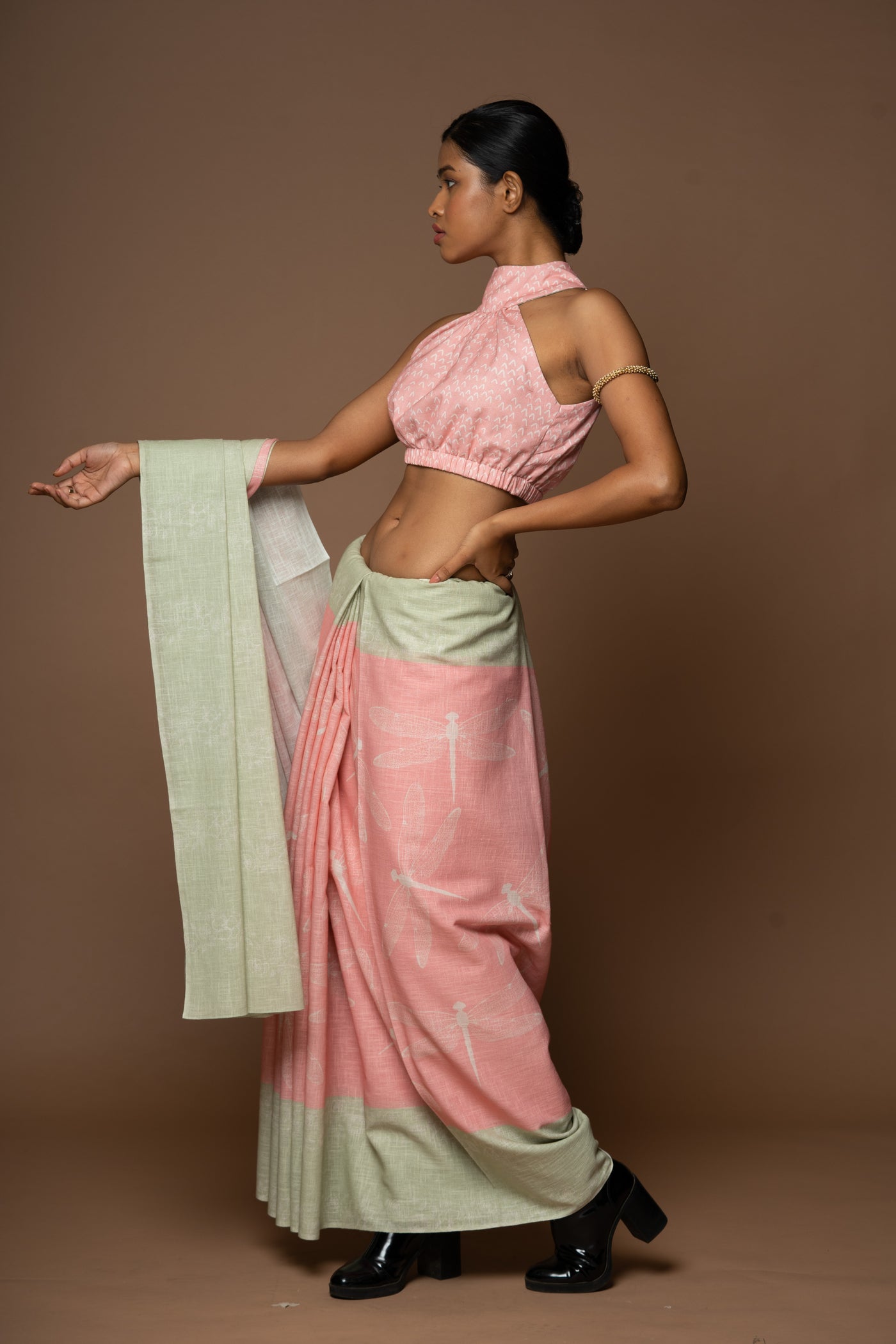 Chasing Dragonflies Linen Sari