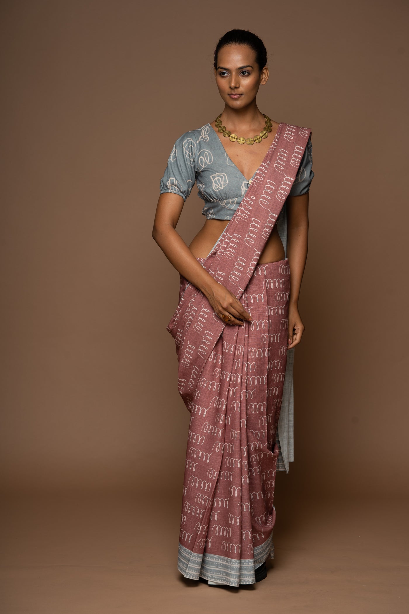 Squiggle Swirl Linen Sari