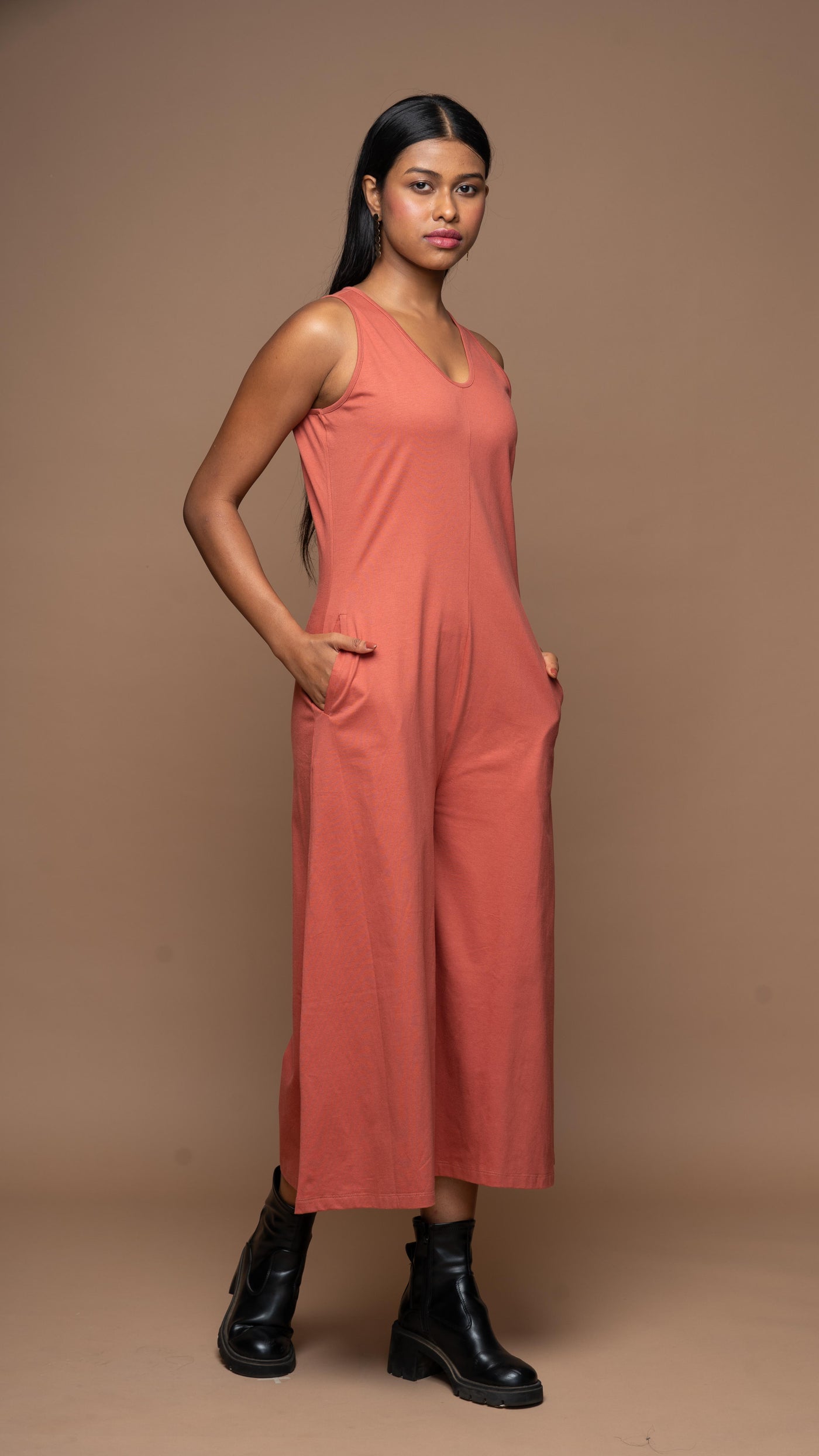 U-Radiance Jumpsuit in Dusty Red