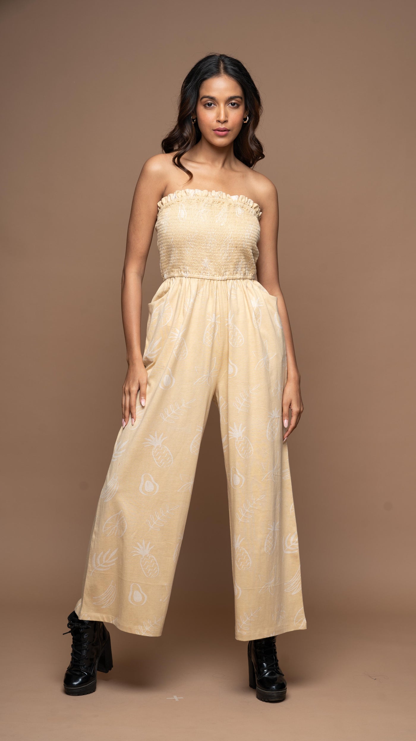 Strapless Vibe Jumpsuit in Paradise Pattern