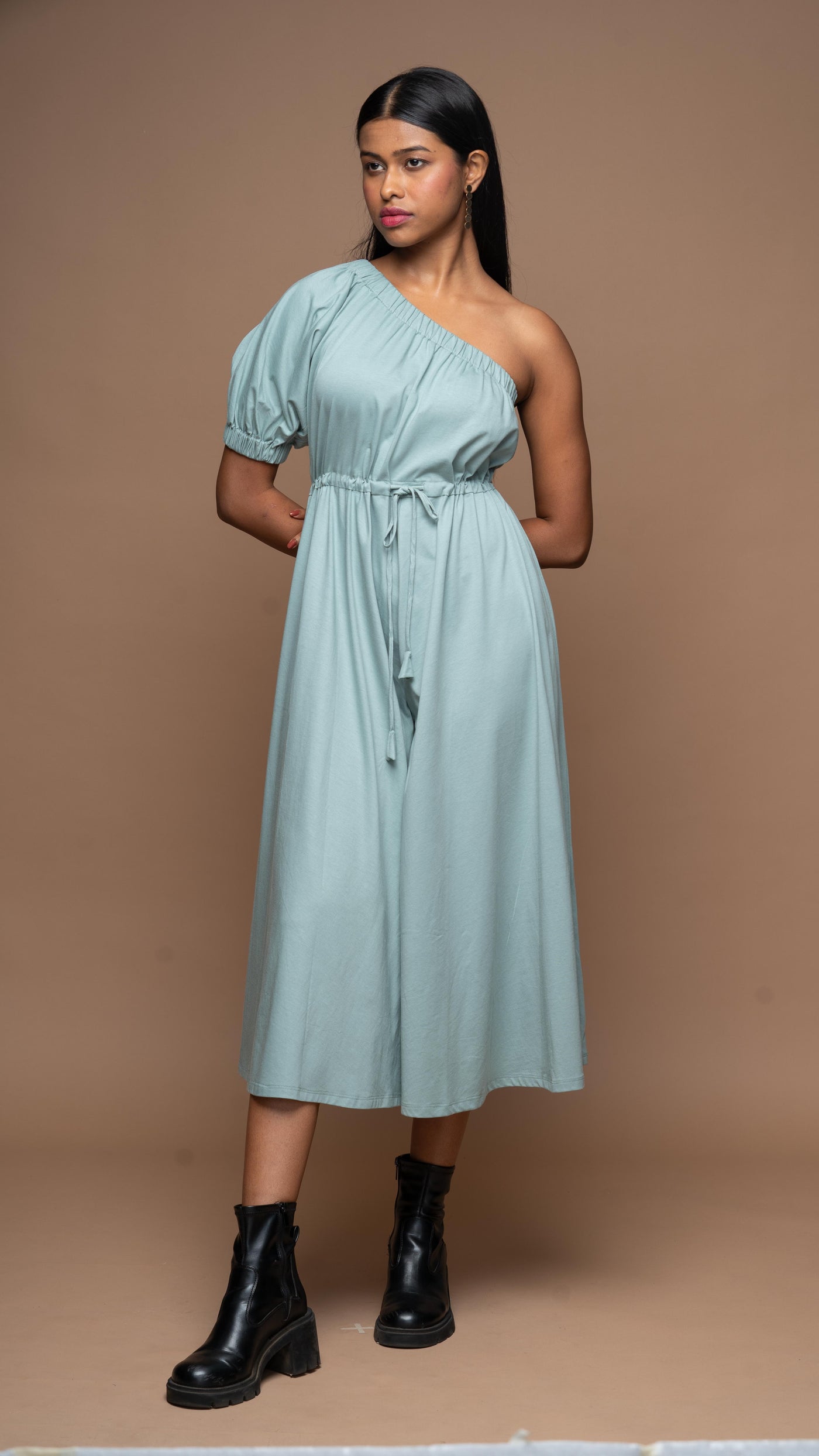 One Side Story Jumpsuit in Dusty Sage