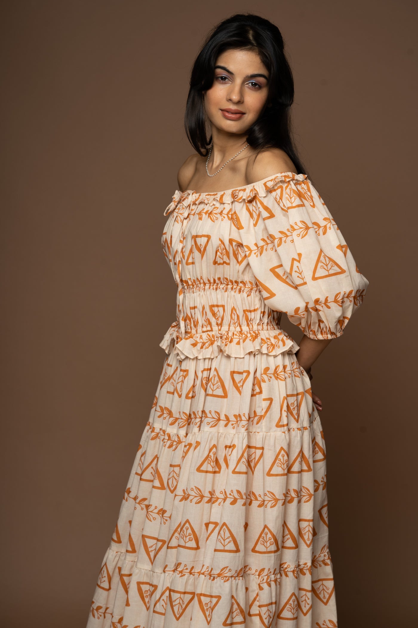 Soft Sigh Midi Dress in 3 Rules of Love Geometric Pattern