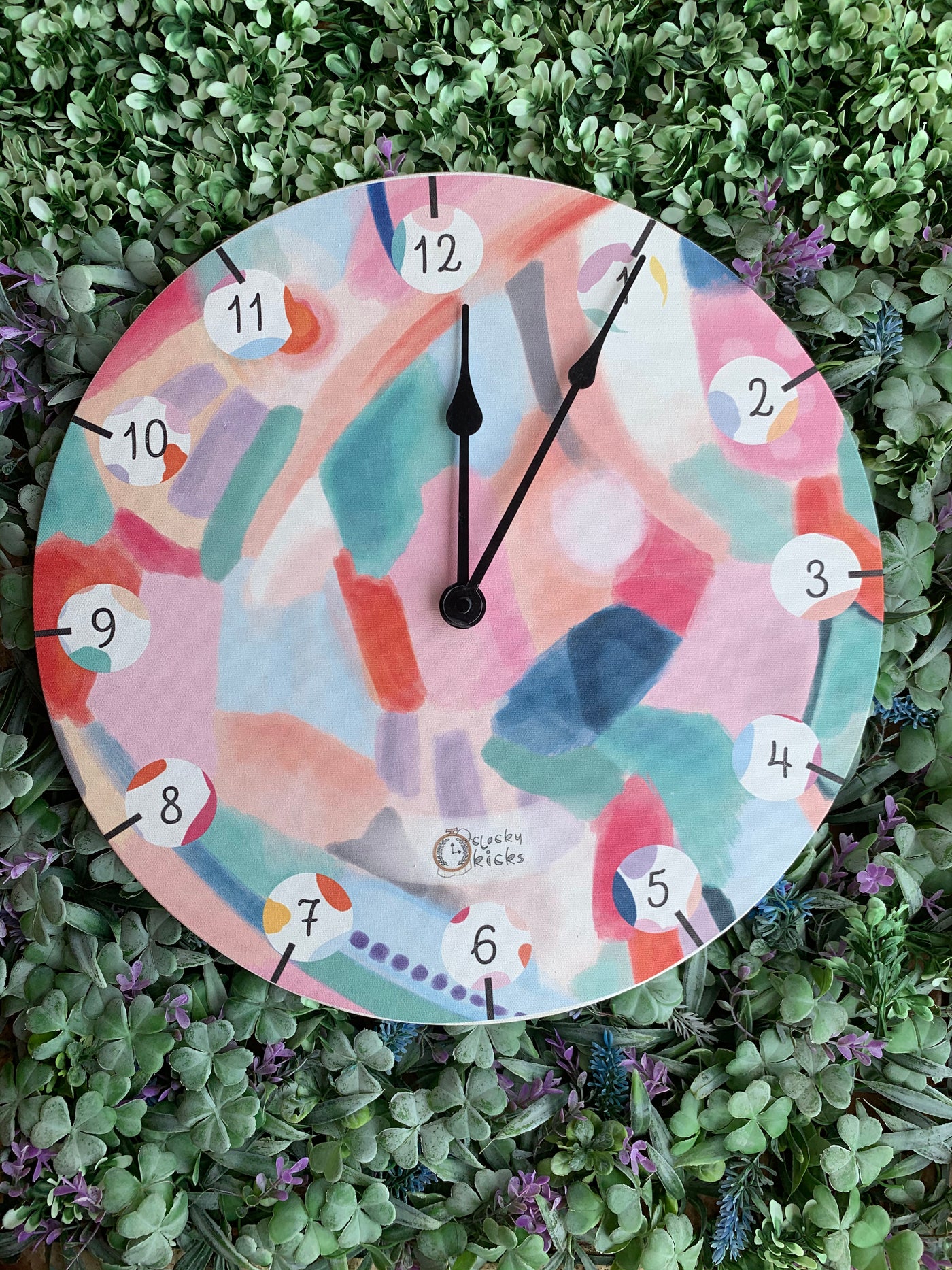 Whimsy Strokes Clock - Teal