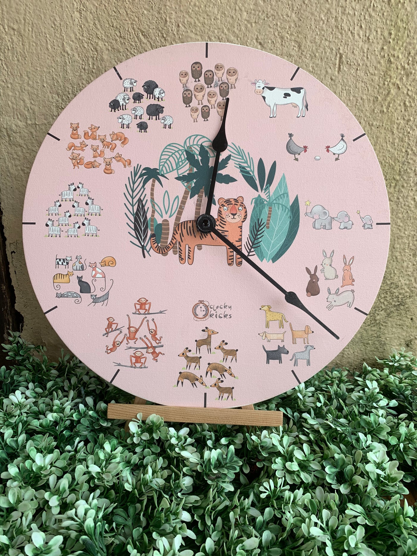 Animal Count Clock - Pink