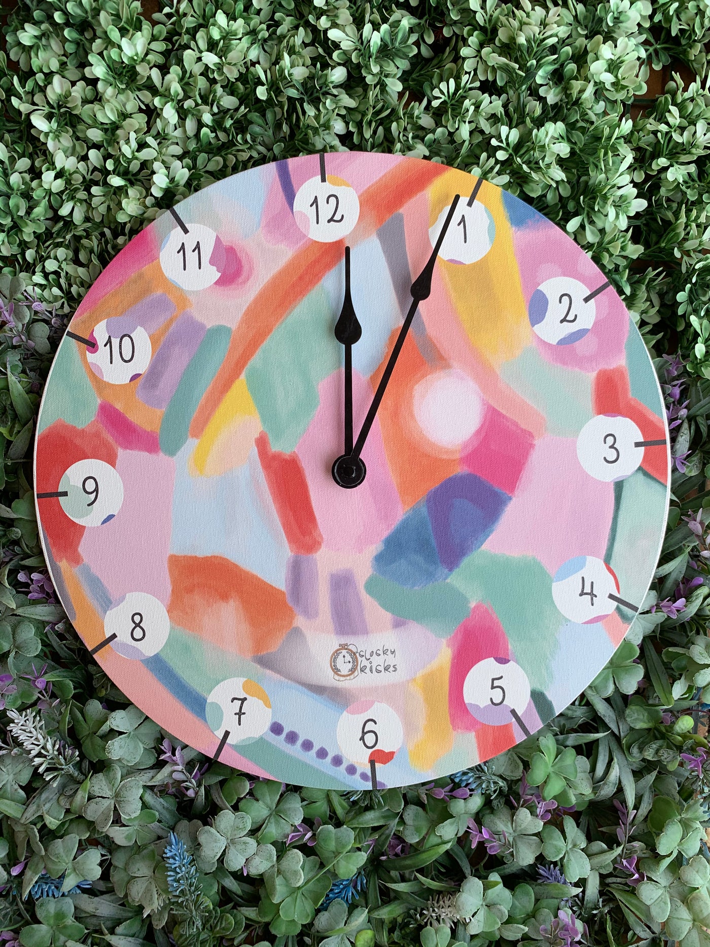 Whimsy Strokes Clock - Fuchsia