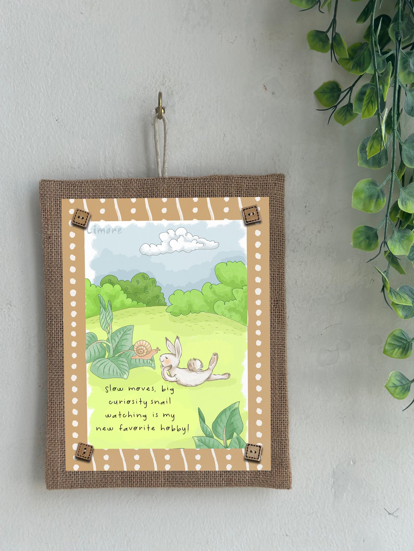 Snail Watcher Bunny Wall Art