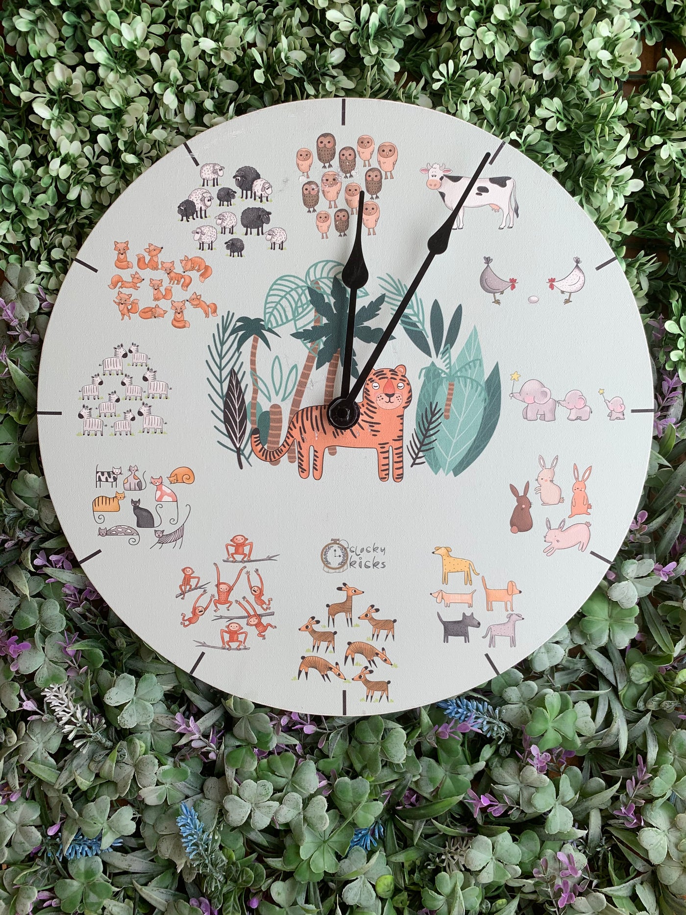 Animal Count Clock - Mint