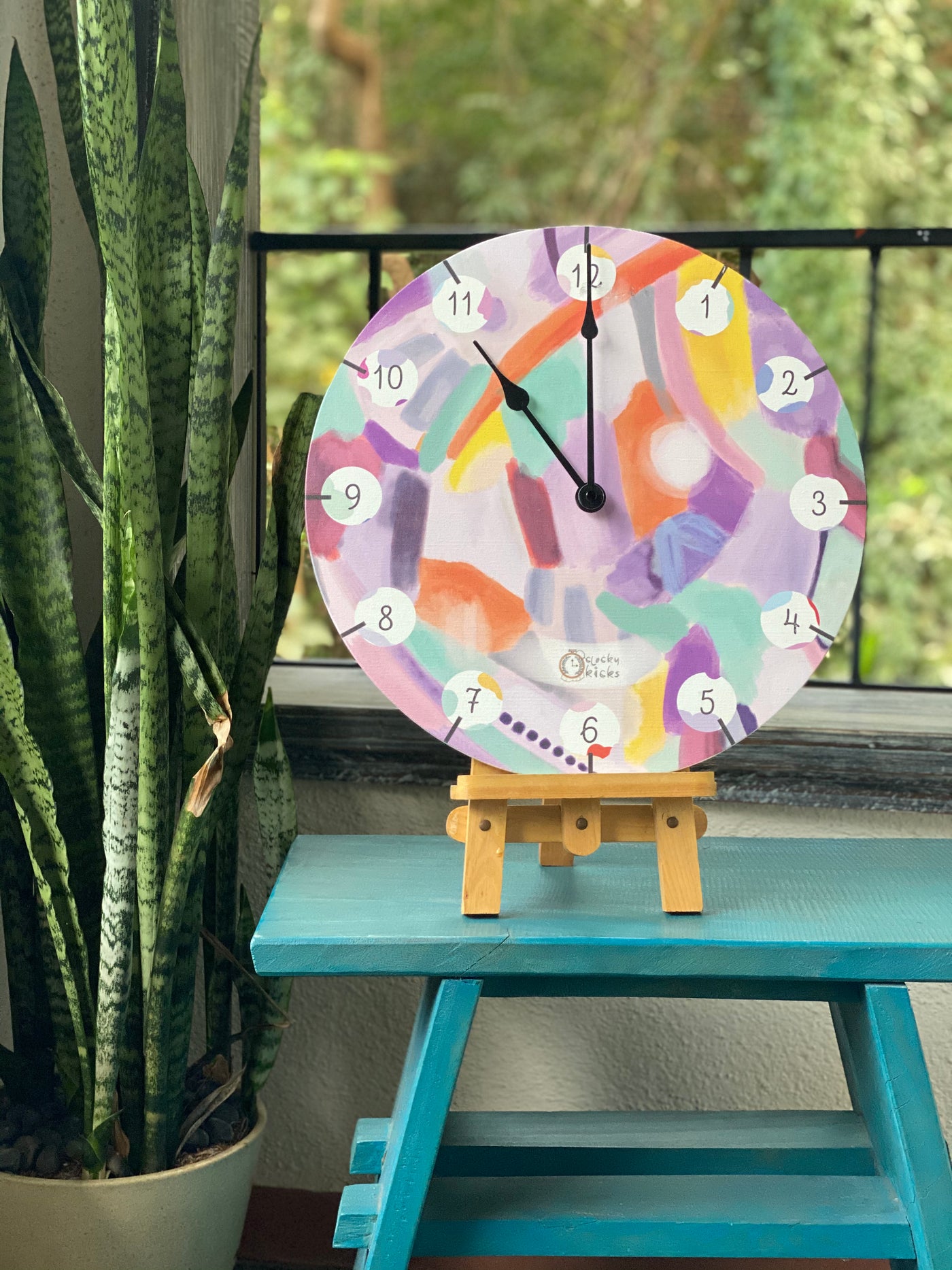 Purple Whimsy Strokes Clock