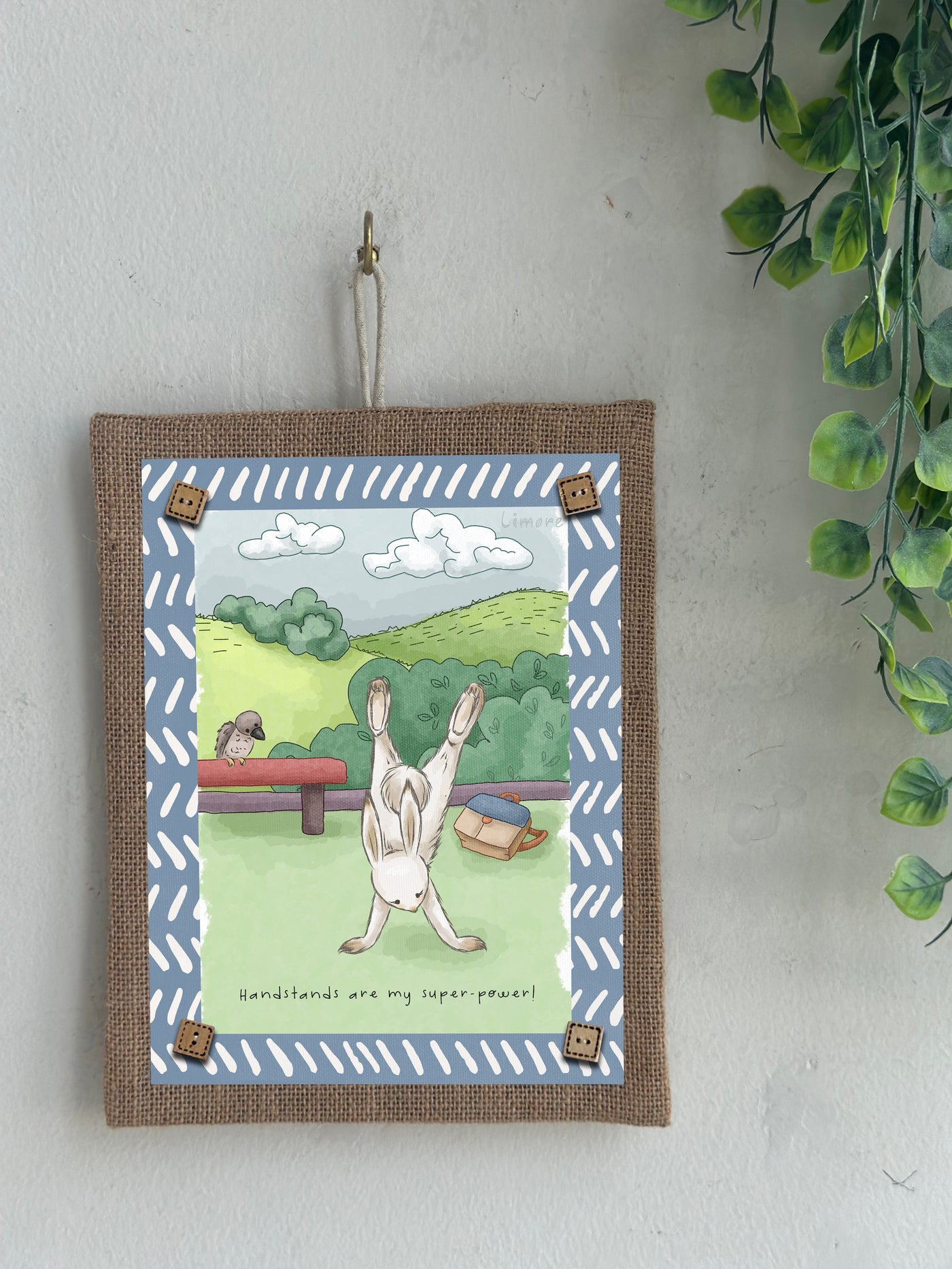 Super Bunny Handstand Wall Art
