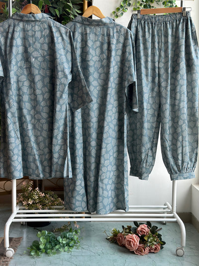 Muted Blue Lina Co-ord Kurta Set in We Grow Pattern
