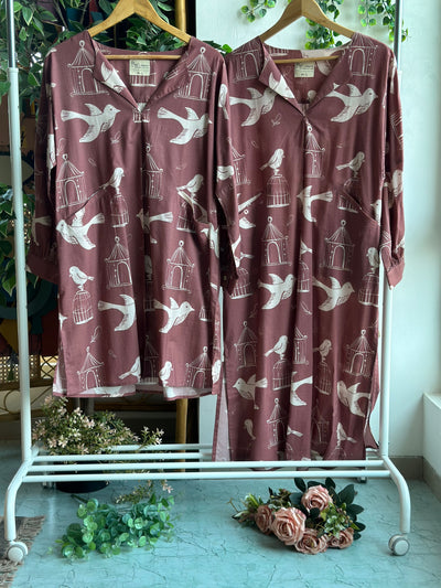Muted Mauve Sana Co-ord Kurta Set in Always Free Pattern