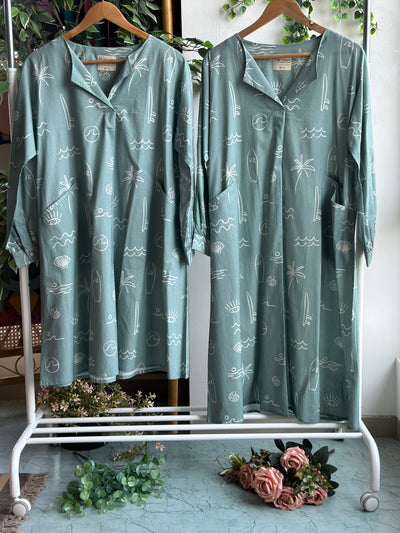 Sage Sana Co-ord Kurta Set in Sound of the sea shells Pattern