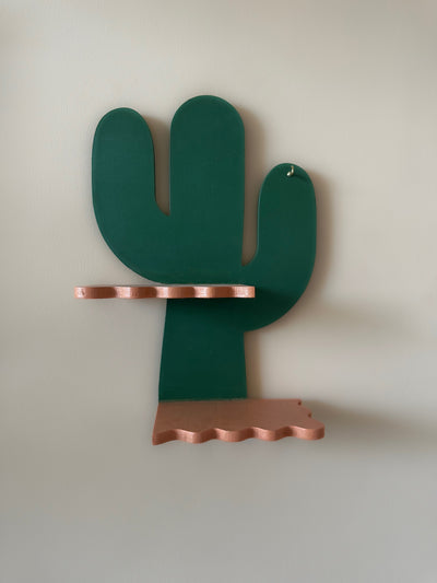 Dark Green Cactus Corner Wall Shelf