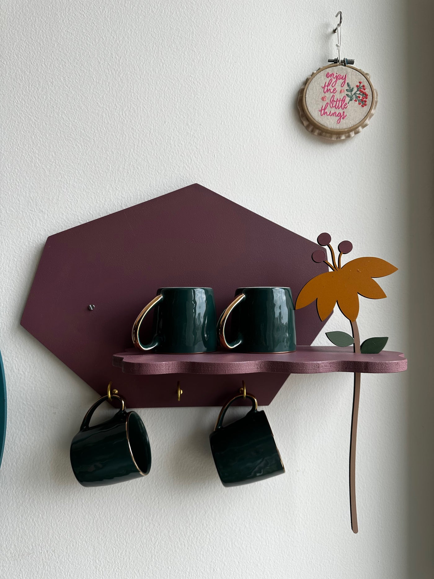 Plum Unbalanced Hex Wall Shelf