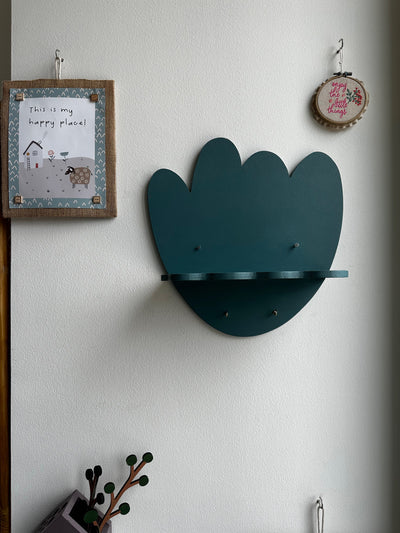 Teal Floral Fantasy Wall Shelf