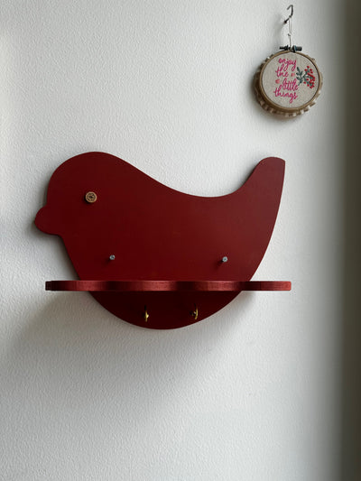 Deep Rust Birdsong Wall Shelf