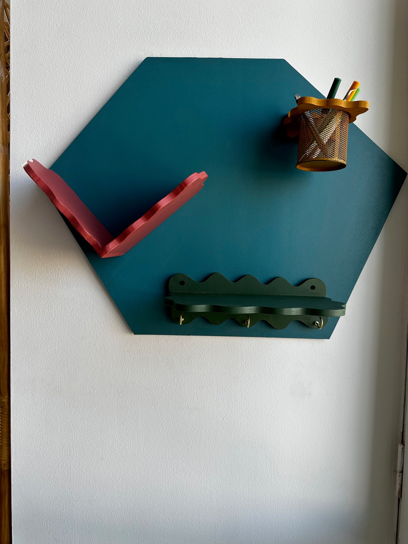 Teal Blue Hexa Harmony Wall Shelf