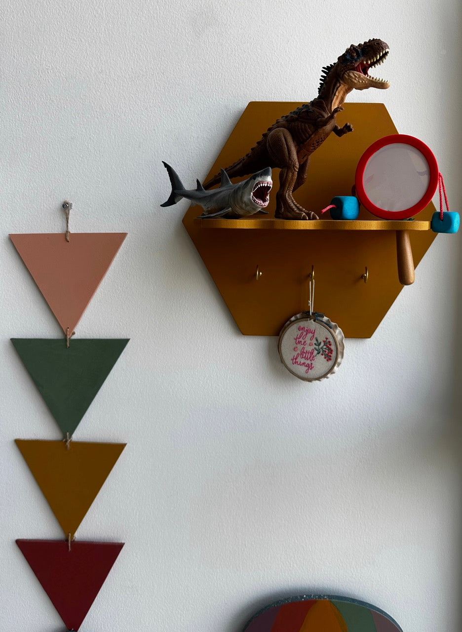 Mustard Hexagon Hub Wall Shelf