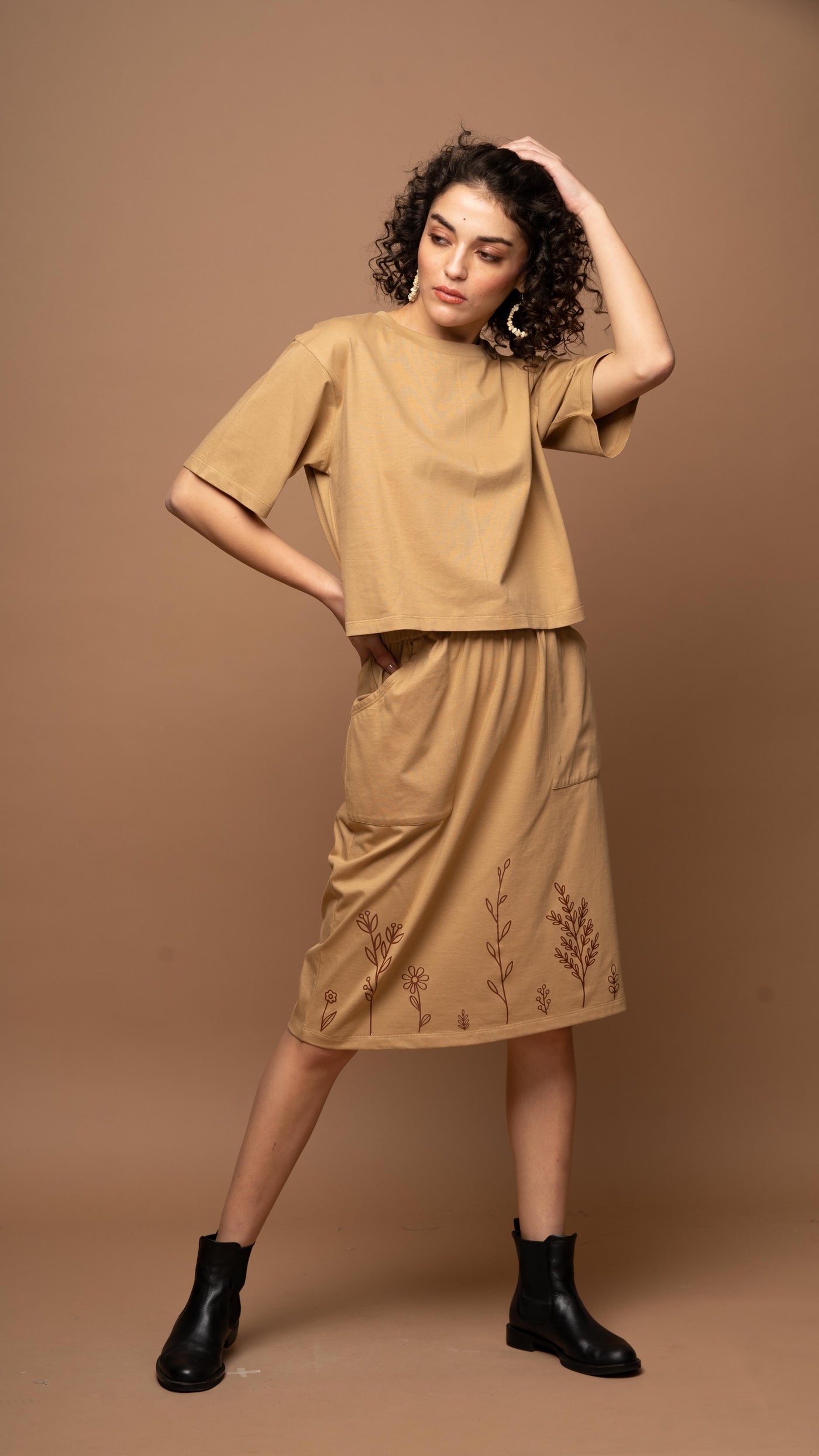 Sands & Leaves - Beige Skirt Co-ord