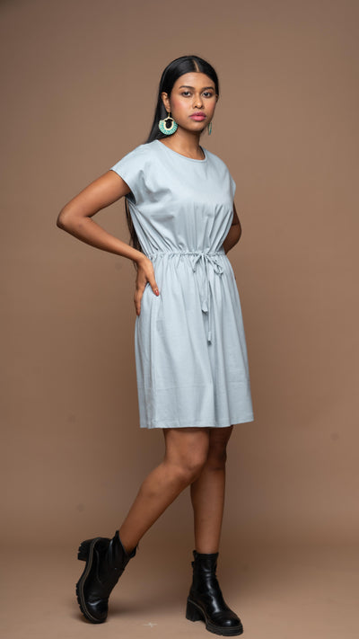 Cinch & go Jersey Dress - Gray Blue