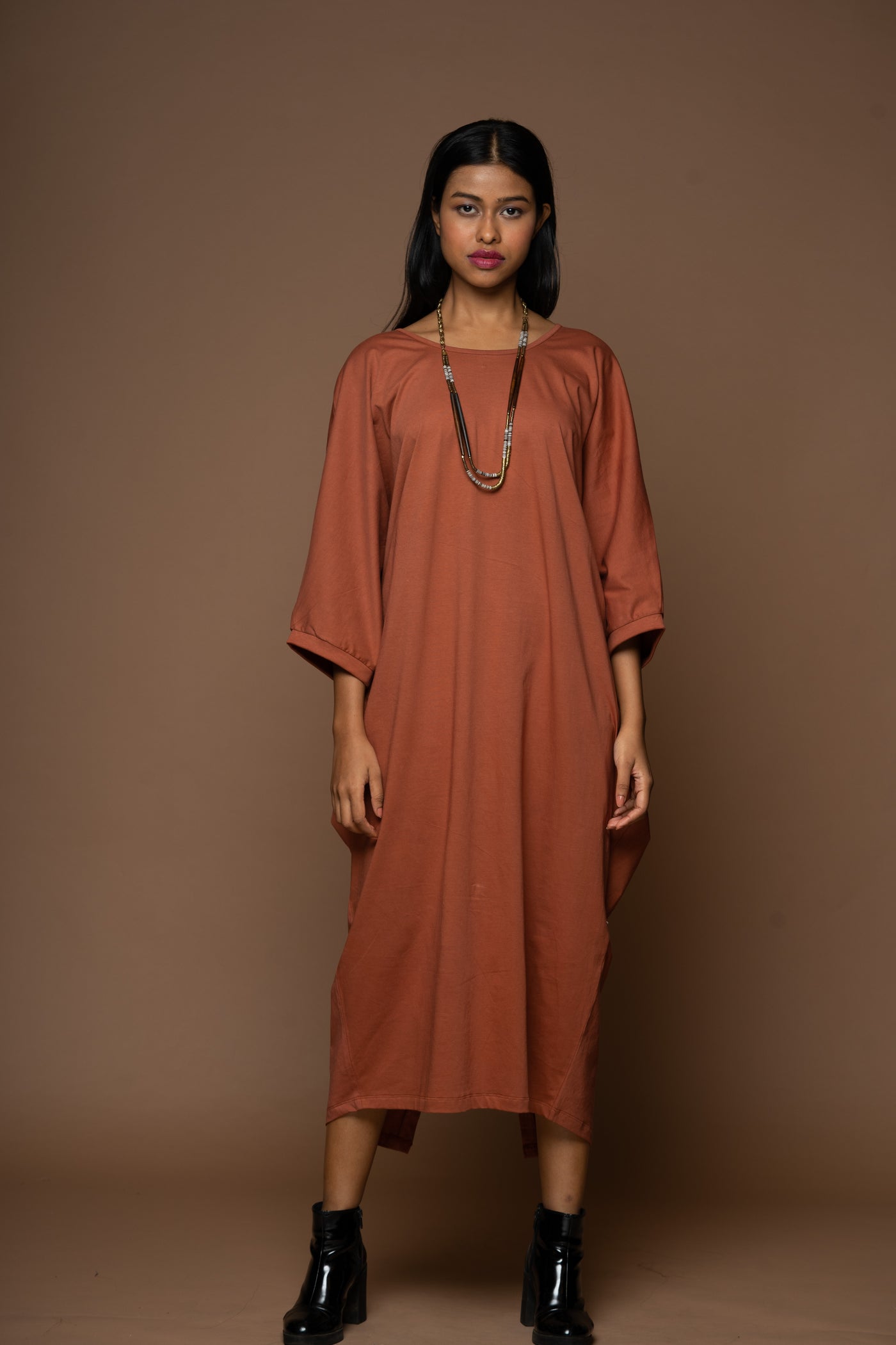 Wings of Style Jersey Dress - Rust