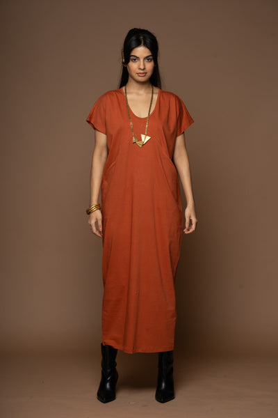 Effortless Pocket Dress - Rust