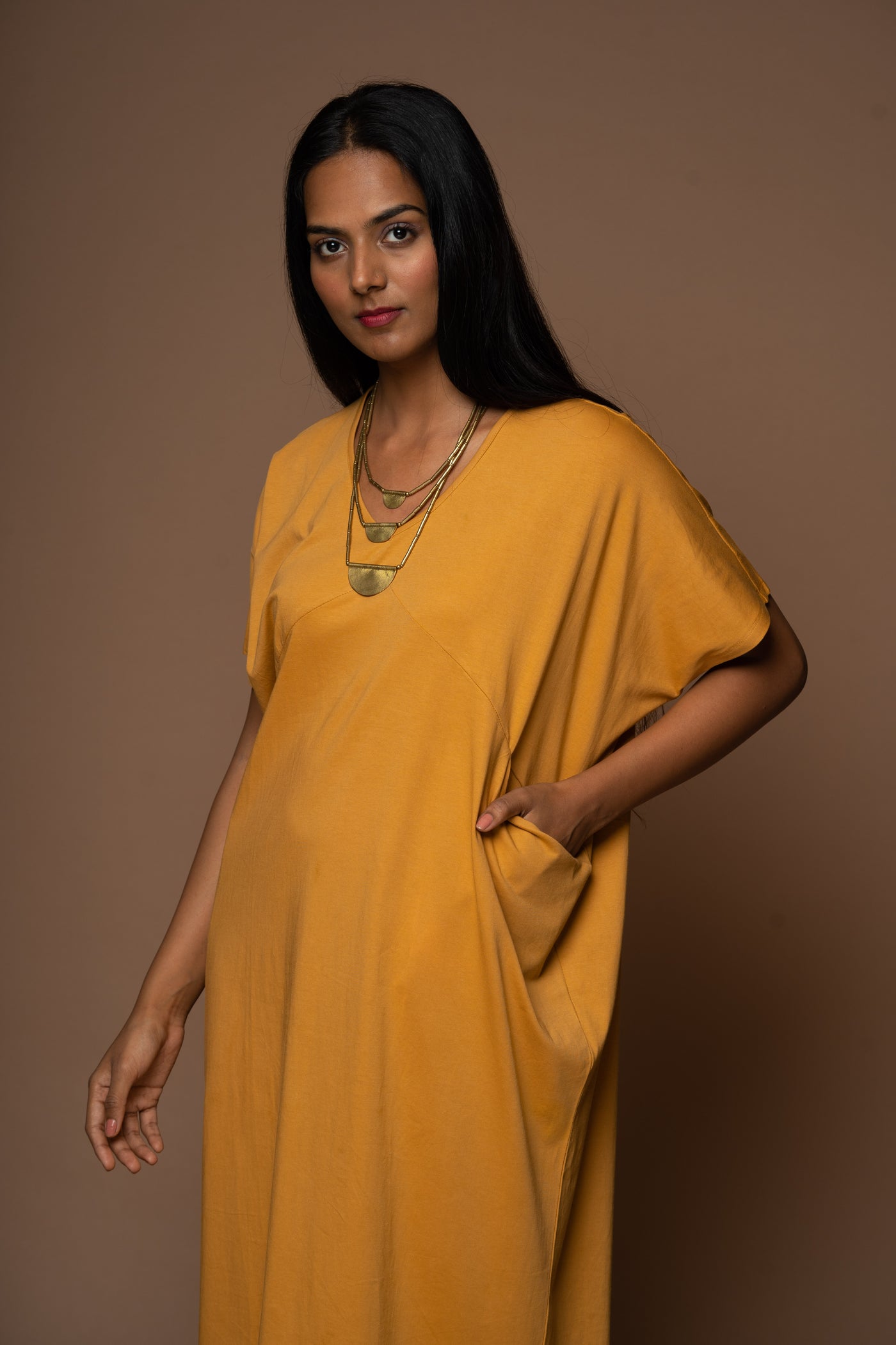 Sunny Days Jersey Dress - Mustard