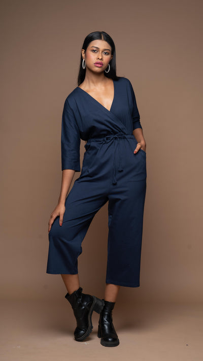 Timeless Crossover Jumpsuit in Navy Blue