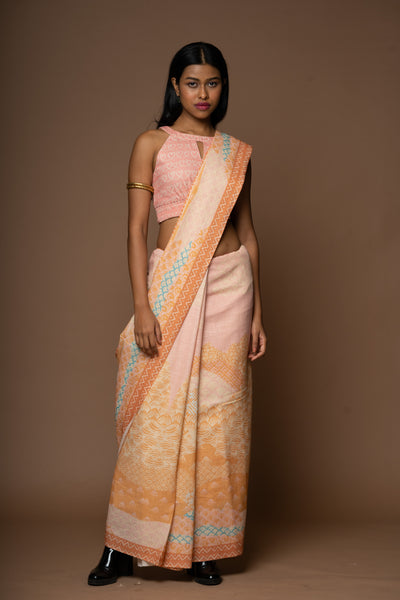 Dreamy Vistas Linen Sari