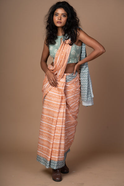 Artful Stripes Cotton Sari