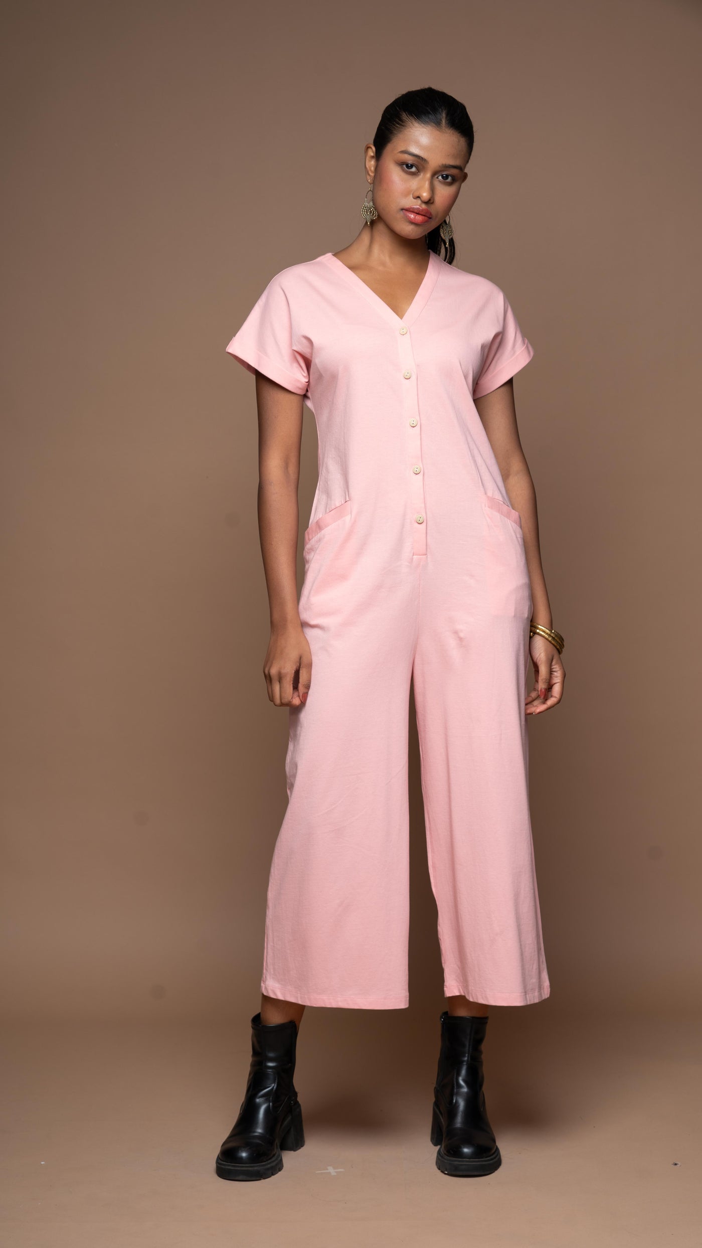 Vogue V Jumpsuit in Blush