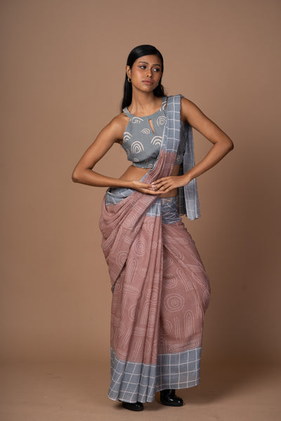 Geometric Grace Cotton Sari