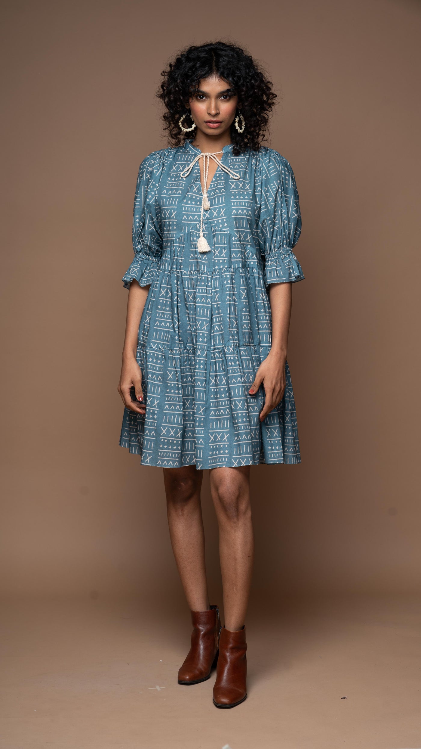 Pure Bliss Short Boho Dress in Back to Basics Pattern