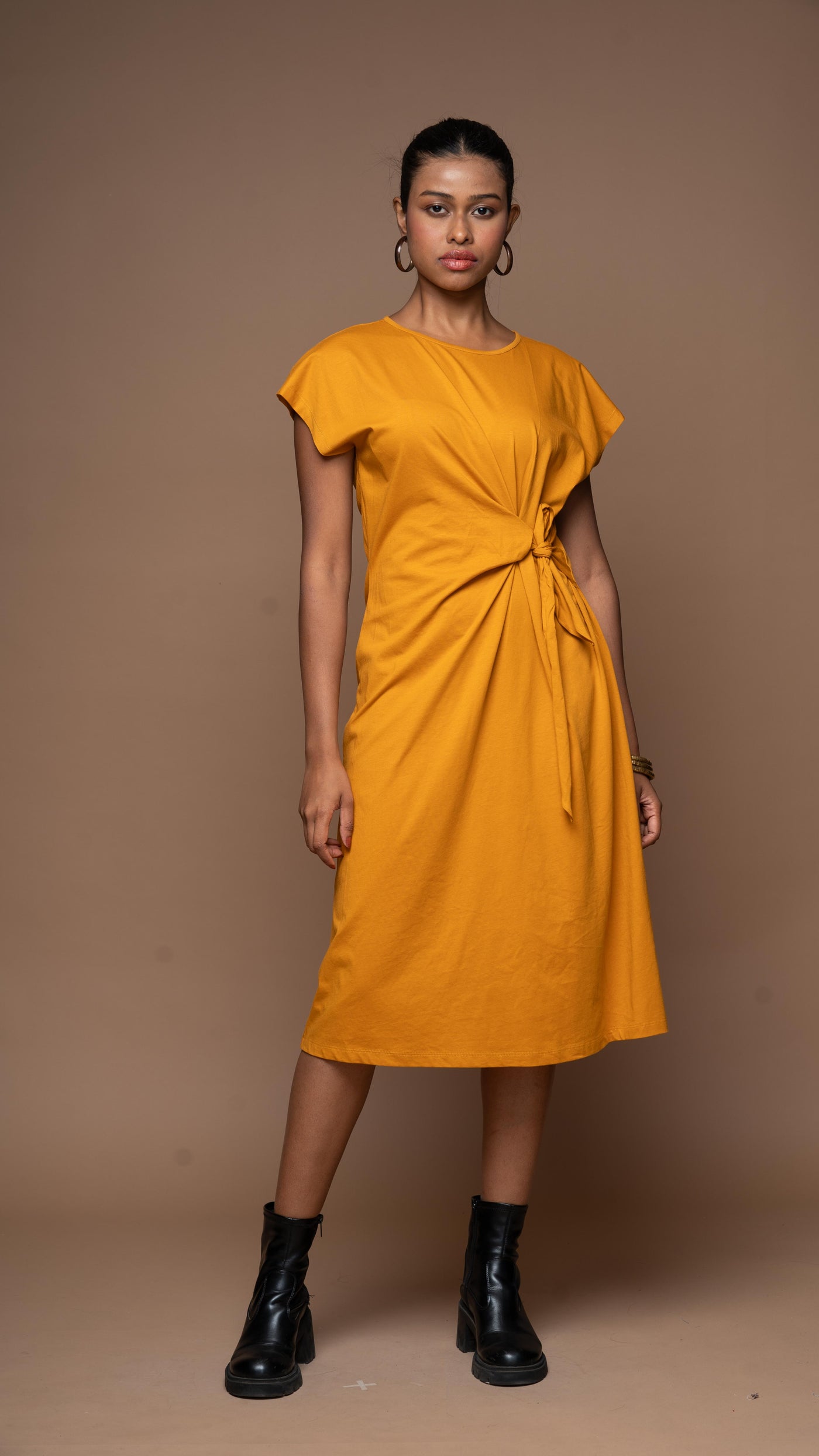 Knot Me Pretty Jersey Dress - Mustard