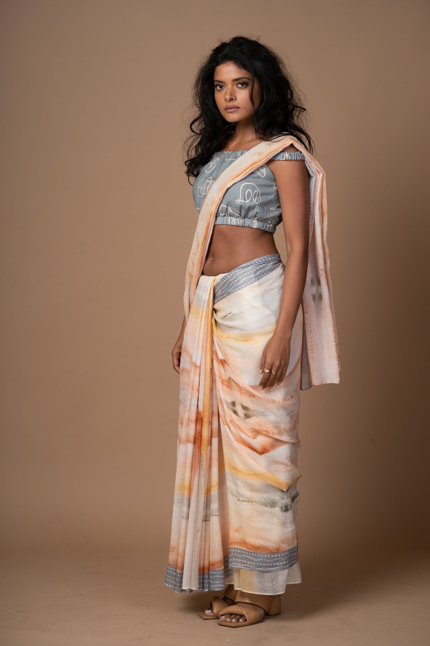 Dreamy Ripples Cotton Sari